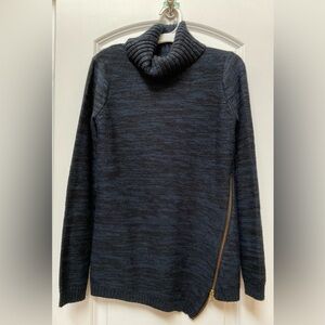 Aqua Turtleneck with Zipper Embellishment